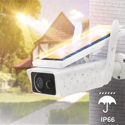 IP66 Solar Powered CCTV Camera , Rechargeable Solar Panel Outdoor Security Camera