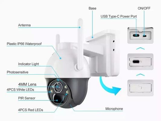 Outdoor 4MP Wireless Solar Powered CCTV Two Way Audio With CMOS Sensor