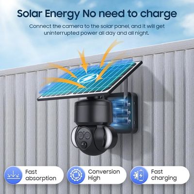 6MP HD IP Solar Security Camera 4G PTZ Dual Lens 12X Zoom Black Color