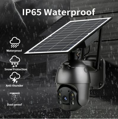 Black Weatherproof Solar SIM Card Camera , Outdoor PTZ Solar Camera 4G
