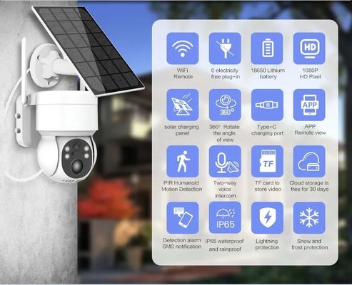 4G WiFi Practical Solar Panel Security Camera PTZ Outdoor Indoor