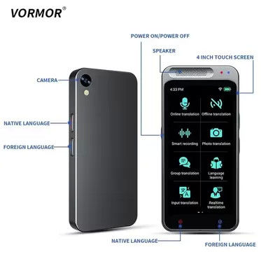 ​138 Languages Simultaneous Voice Translator 4.1 Inch IPS Multi Touch Screen