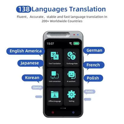​138 Languages Simultaneous Voice Translator 4.1 Inch IPS Multi Touch Screen