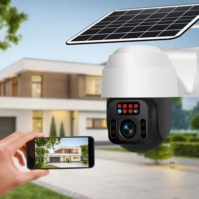 Weatherproof 6.8W 4G Solar PTZ Camera , Wireless Battery 4G WiFi Security Camera