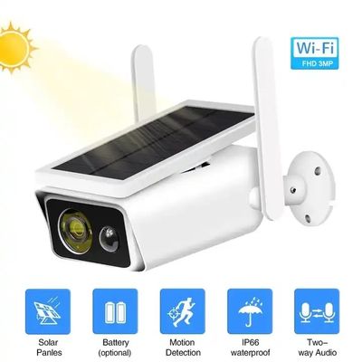 IP66 Solar Powered CCTV Camera , Rechargeable Solar Panel Outdoor Security Camera