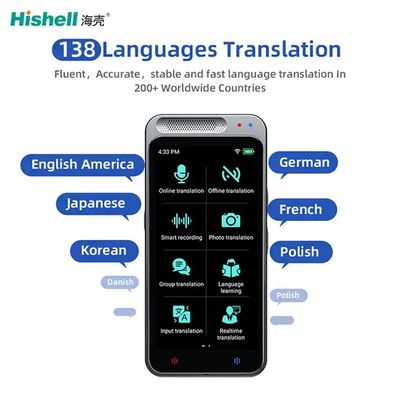 138 Languages Simultaneous Voice Translator 4.1 Inch IPS Multi Touch Screen