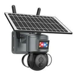 3mp Wireless Surveillance PTZ IP Camera Solar Powered Battery