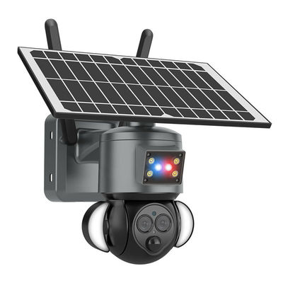 PTZ 12X Zoom Smart Floodlight Solar Wifi Camera Red Blue Warning