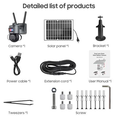 PTZ 12X Zoom Smart Floodlight Solar Wifi Camera Red Blue Warning