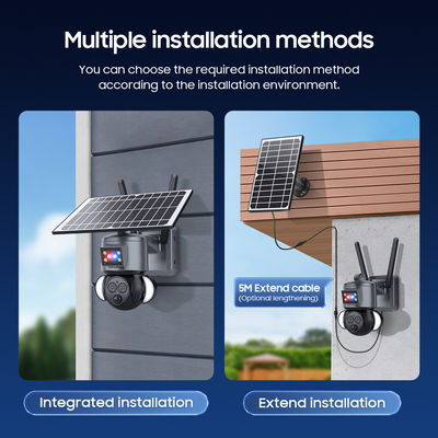 PTZ 12X Zoom Smart Floodlight Solar Wifi Camera Red Blue Warning