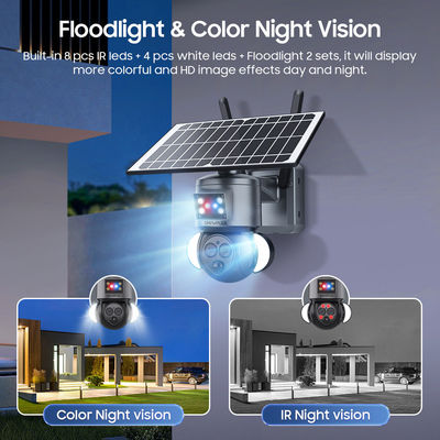 PTZ 12X Zoom Smart Floodlight Solar Wifi Camera Red Blue Warning