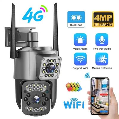 Wifi 4G IP Camera 4MP 2K PTZ Dual Lens 10X Zoom Outdoor Security Camera