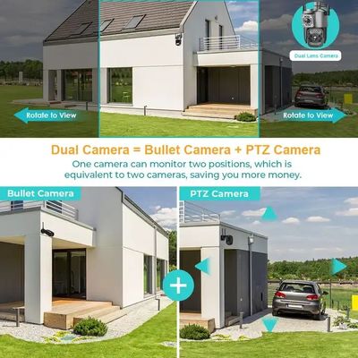 Wifi 4G IP Camera 4MP 2K PTZ Dual Lens 10X Zoom Outdoor Security Camera