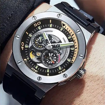 320x240 Resolution Waterproof Skeleton Watch For Men Coated Sapphire Crystal