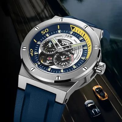 320x240 Resolution Waterproof Skeleton Watch For Men Coated Sapphire Crystal