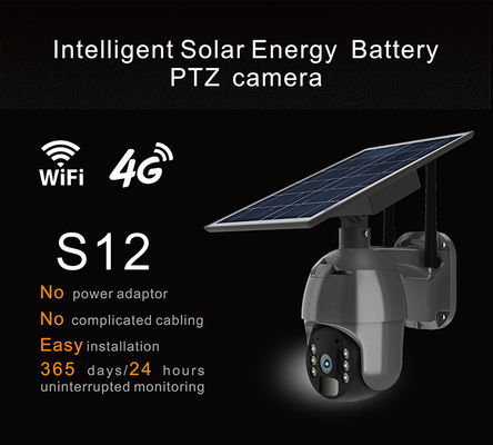 Black Weatherproof Solar SIM Card Camera Outdoor Wireless WiFi 4G Solar PTZ Camera