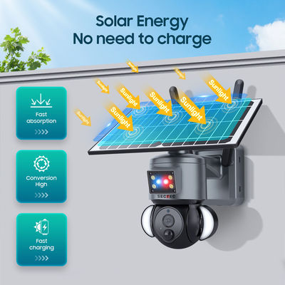 WiFi IP Network 3MP Red Blue Alarm Light Solar Powered Low Power Camera