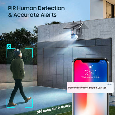 WiFi IP Network 3MP Red Blue Alarm Light Solar Powered Low Power Camera