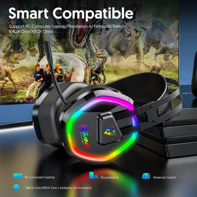 Deep bass 7.1 surround sound stereo RGB headsets over ear headband OEM wired gaming headphones with mic for PS4 PS5