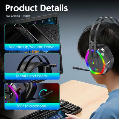 Deep bass 7.1 surround sound stereo RGB headsets over ear headband OEM wired gaming headphones with mic for PS4 PS5