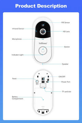 4MP Wireless Smart Video Doorbell WIFI Camera Security Surveillance With 2-Way Audio PIR Detection Intelligent Ringing