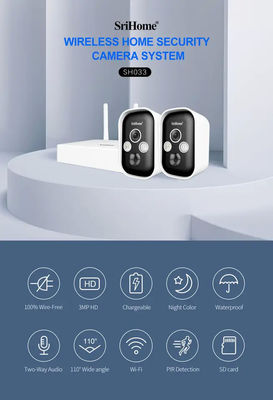 Waterproof IP66 3MP HD Solar Battery Camera PIR Detection Night Vision Outdoor Wireless Security Surveillance System