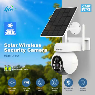 SriHome 4MP Solar 4G Battery Camera Outdoor Waterproof Two-way Audio Low Power Long Standby PTZ PIR Detection CCTV