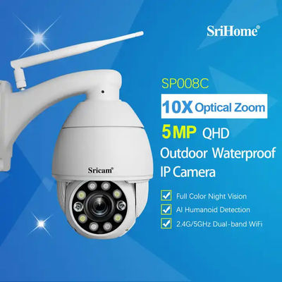 SriHome SP008C Monitoring 4.9mm~47.04mm 10x Optical Zoom Lens Waterproof Monitoring CCTV Safety Camera Wifi