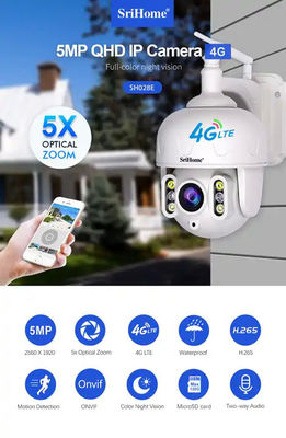 Outdoor Waterproof Security Camera 5MP Full Color Night Vision WiFi Auto Motion Tracking Camera
