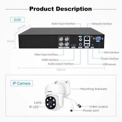 4CH DVR Kit Surveillance System IP Camera 2 MP XVR Cctv System