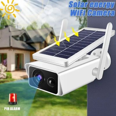 Solar Security Camera Outdoor 360 Degree Motion Detection And Siren Wireless WiFi Rechargeable Solar Battery Camera