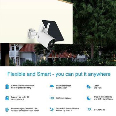 2MP Solar Panel Wireless Rechargeable Battery Camera WIFI Outdoor PIR CCTV Surveillance Security Battery IP Camera
