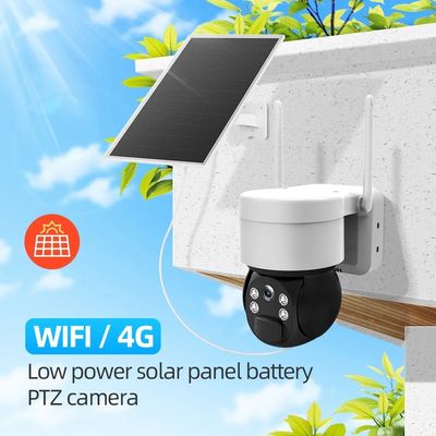 3MP WIFI 4G Solar Powered Camera PTZ CCTV Camera With SIM Card Human Detection Solar Camera Outdoor