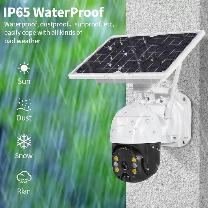 SD Card Solar Powered PTZ Camera , Outdoor 4G Security Camera With