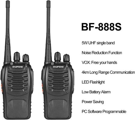 Portable DC 3.7V 2 Way Walkie Talkie , Practical UHF Hand Held Radio Bf-888S