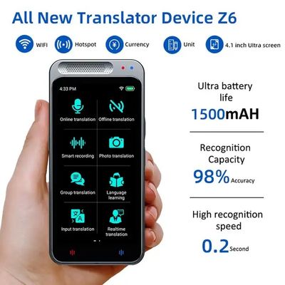 138 Languages Simultaneous Voice Translator 4.1 Inch IPS Multi Touch Screen