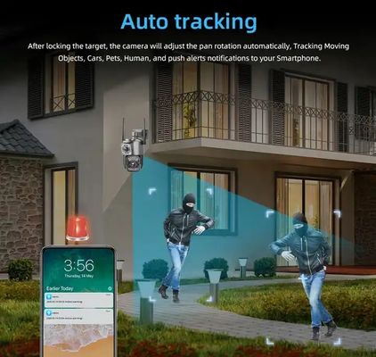 Wifi 4G IP Camera 4MP 2K PTZ Dual Lens 10X Zoom Outdoor Security Camera