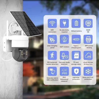 Solar Security Camera Outdoor Wifi Ptz Camera With Solar Panel Wireless IP CCTV 7800mA Rechargeable Battery