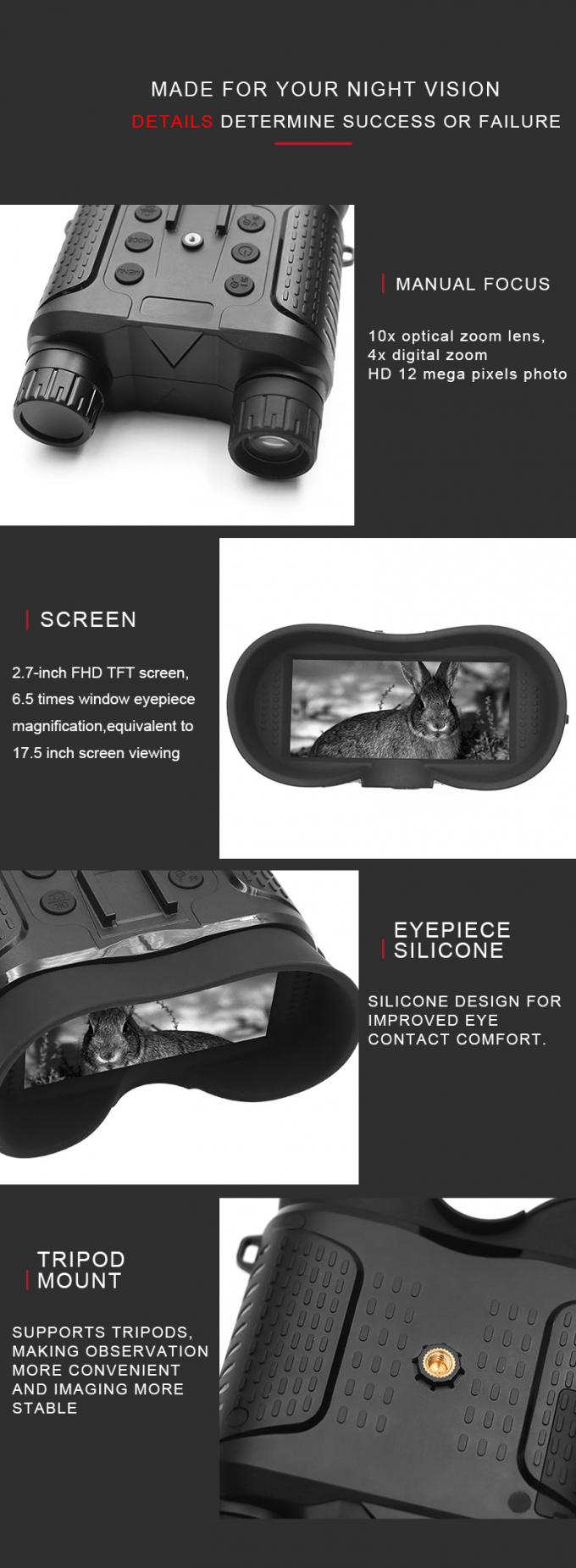 8X Digital Zoom Hands Free Tactical 1080P HD Digital Infrared Night Vision Binoculars 0