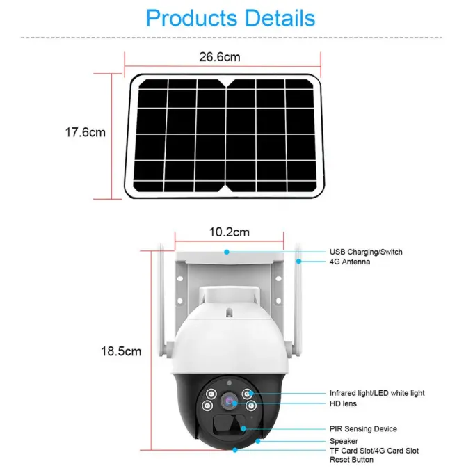Cảm biến CMOS Camera an ninh năng lượng mặt trời Wifi Ptz 4mp HD Wifi Ip Camera giám sát 1