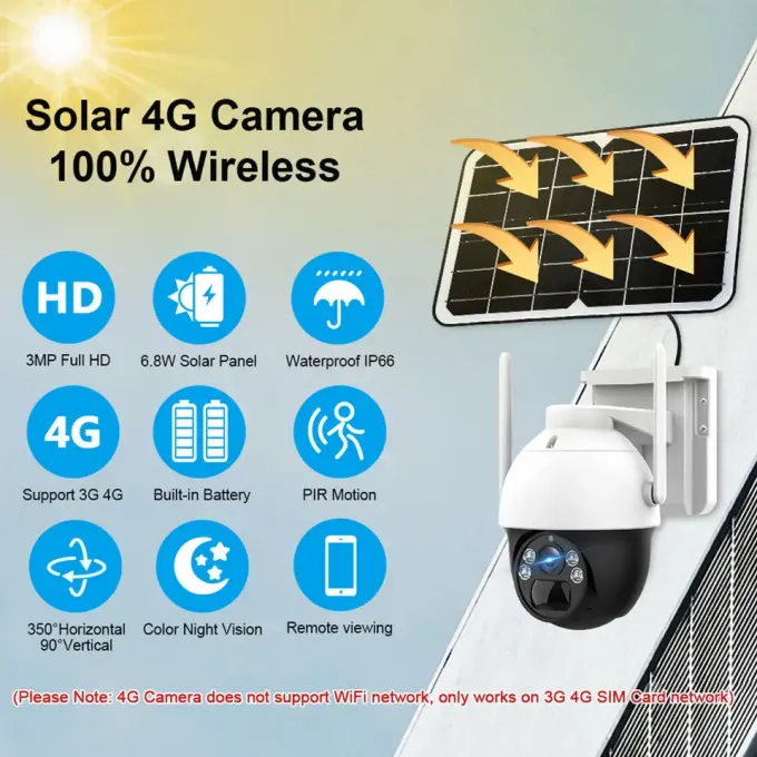 Cảm biến CMOS Camera an ninh năng lượng mặt trời Wifi Ptz 4mp HD Wifi Ip Camera giám sát 2
